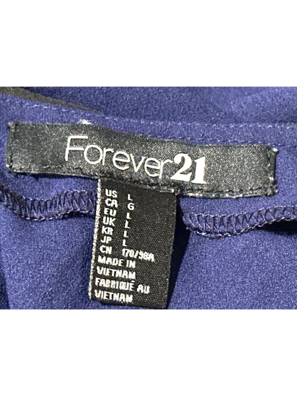 Forever 21 Size Large Blue Black Sheer Collar Sleeveless Blouse Chic Streetcore - Picture 7 of 8